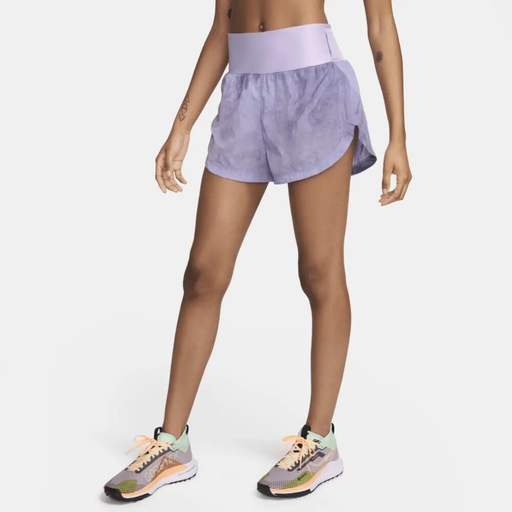 Nike Women's Trail Repel Mid-Rise 3" Brief-lined Running Shorts Purple XL NWOT